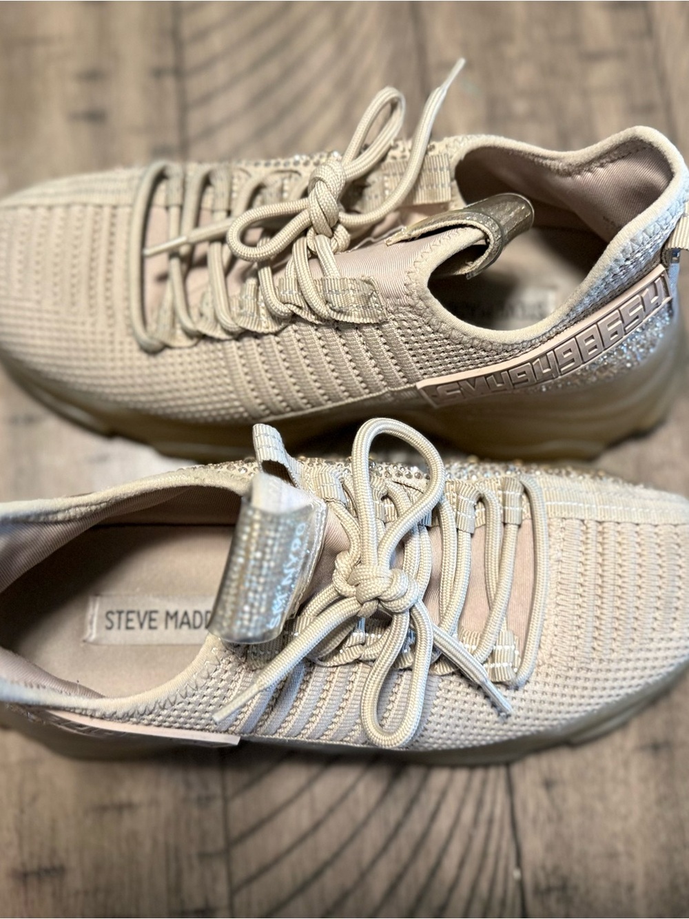 Steve Madden Neutral Knit Lace-Up Sneakers